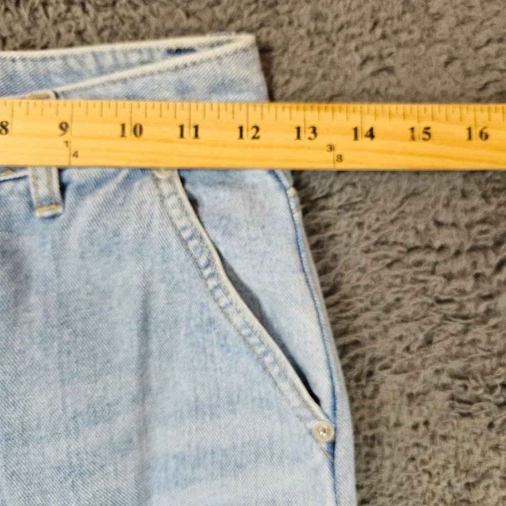 The Frankie Shop Womens Light Wash High Rise Wide Leg Cargo Jeans Size‎ S Blue